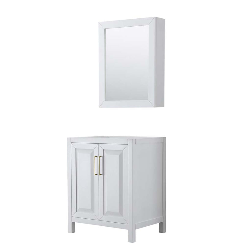 Daria 30 Inch Single Bathroom Vanity in White - Brushed Gold Trim - 4