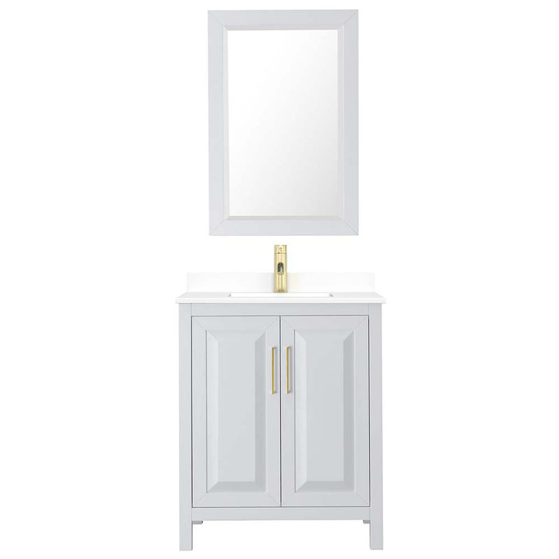 Daria 30 Inch Single Bathroom Vanity in White - Brushed Gold Trim - 41