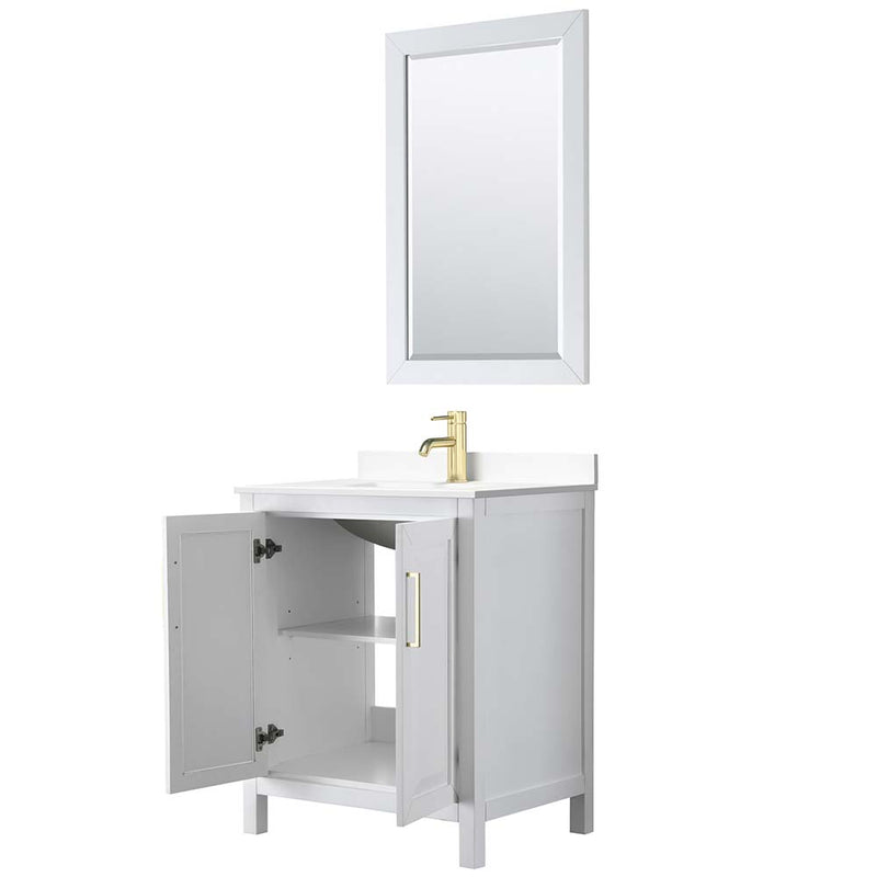 Daria 30 Inch Single Bathroom Vanity in White - Brushed Gold Trim - 40