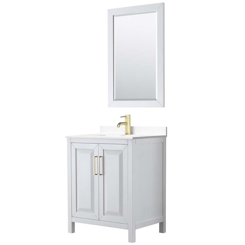Daria 30 Inch Single Bathroom Vanity in White - Brushed Gold Trim - 39