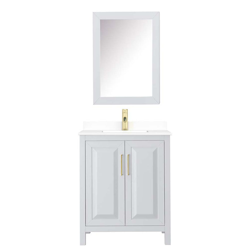 Daria 30 Inch Single Bathroom Vanity in White - Brushed Gold Trim - 46
