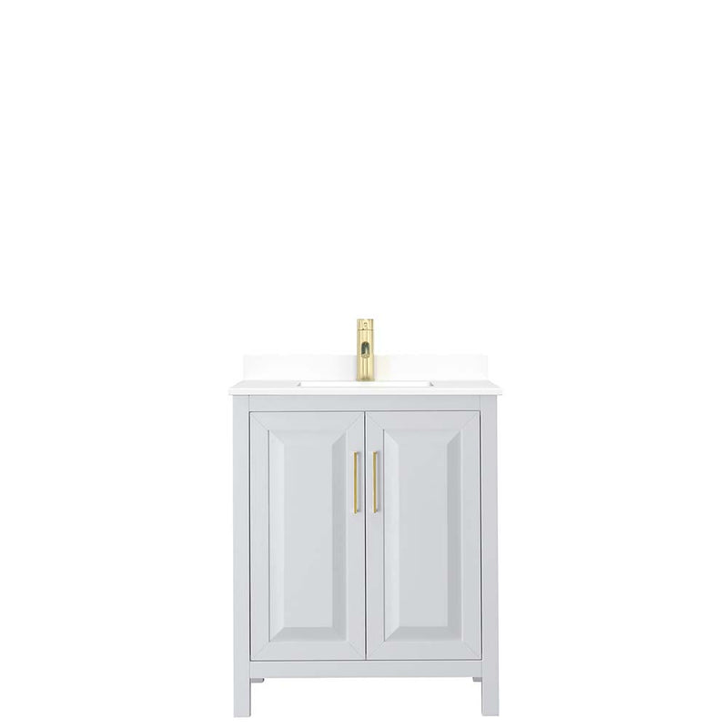 Daria 30 Inch Single Bathroom Vanity in White - Brushed Gold Trim - 37