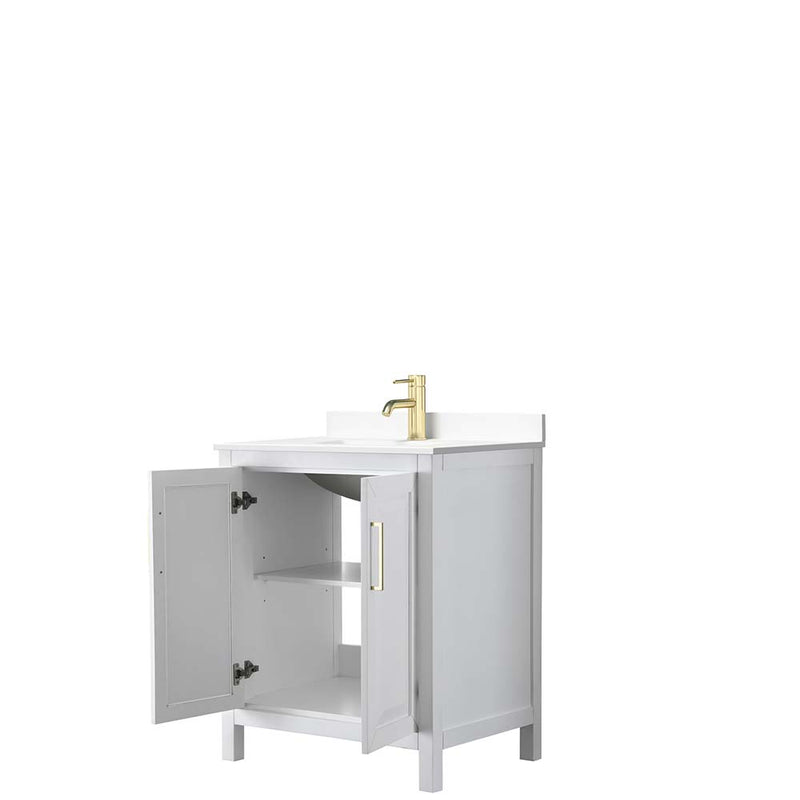 Daria 30 Inch Single Bathroom Vanity in White - Brushed Gold Trim - 36
