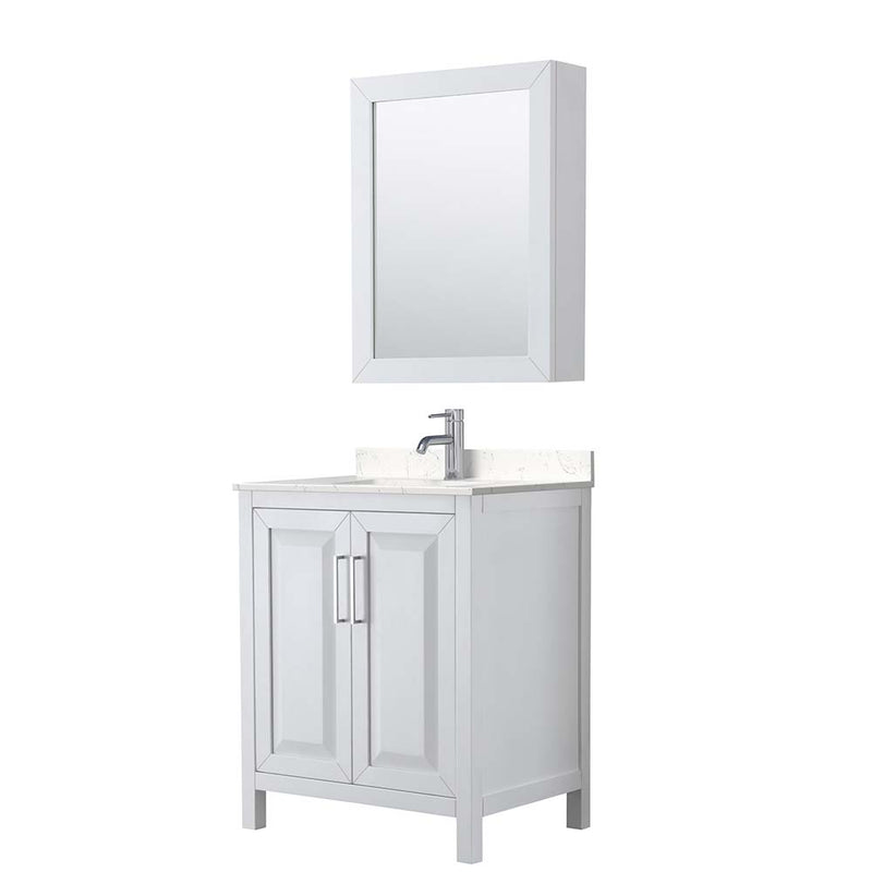 Daria 30 Inch Single Bathroom Vanity in White - Polished Chrome Trim - 17