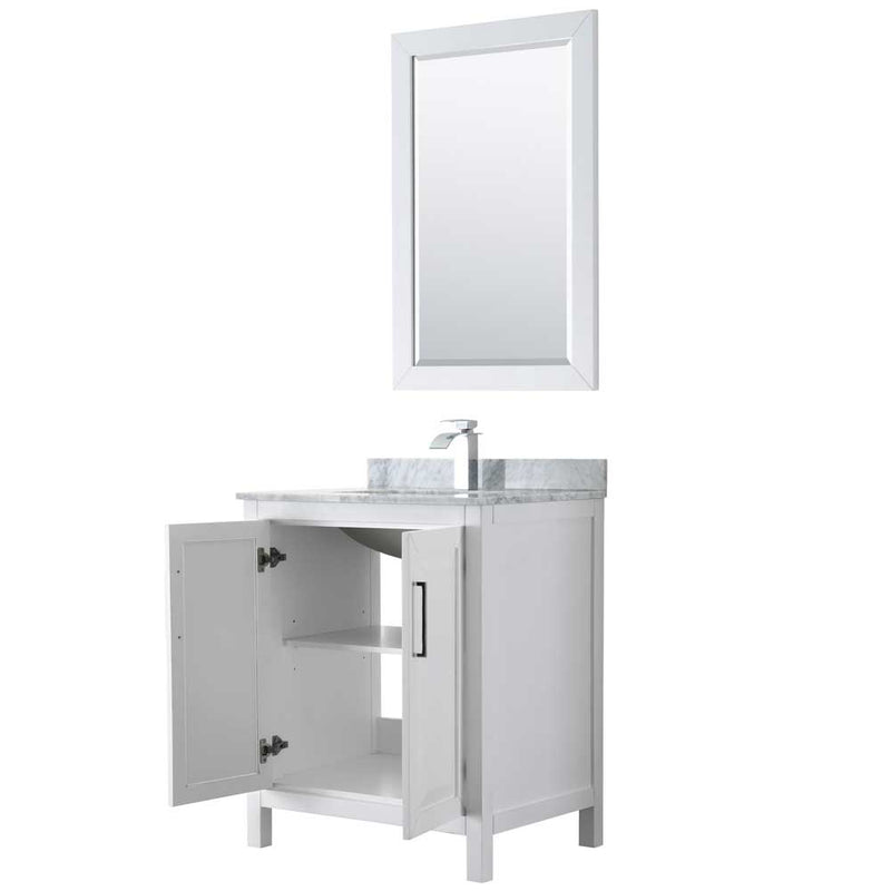 Daria 30 Inch Single Bathroom Vanity in White - Polished Chrome Trim - 28