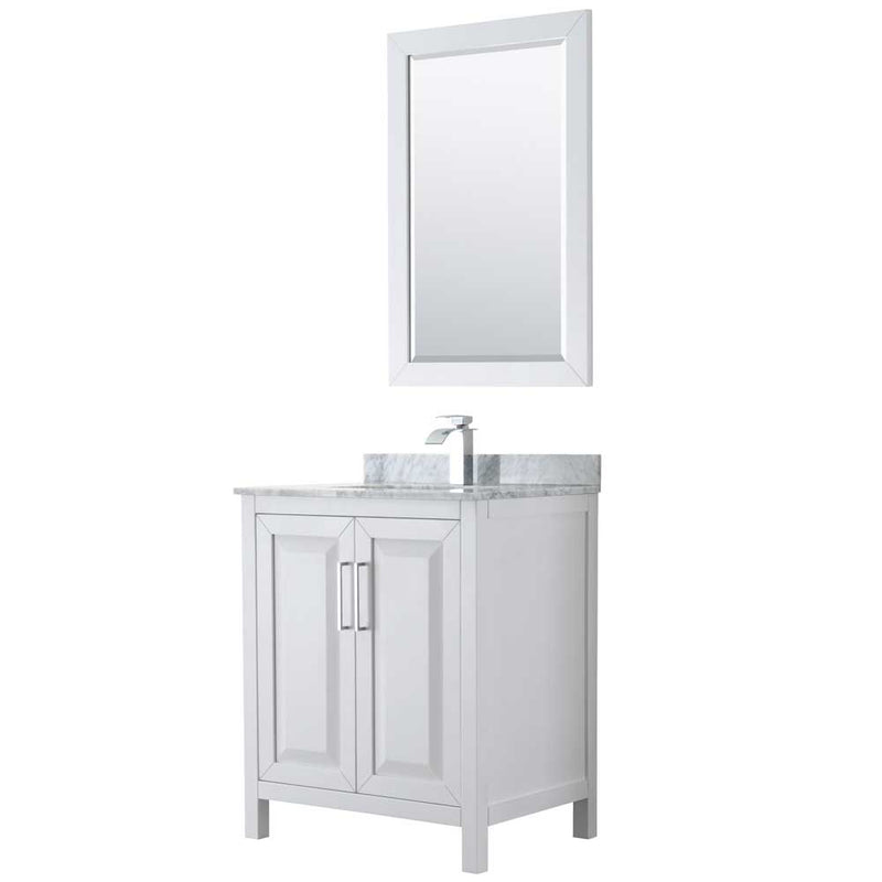 Daria 30 Inch Single Bathroom Vanity in White - Polished Chrome Trim - 27