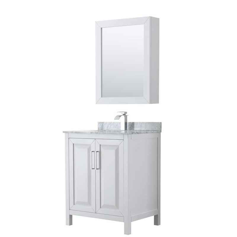 Daria 30 Inch Single Bathroom Vanity in White - Polished Chrome Trim - 32