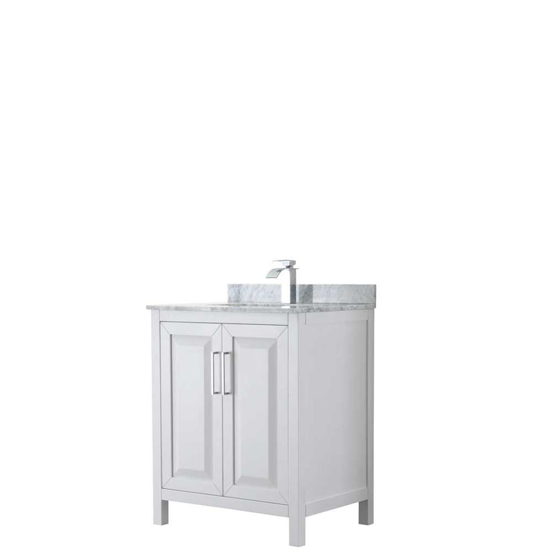 Daria 30 Inch Single Bathroom Vanity in White - Polished Chrome Trim - 23