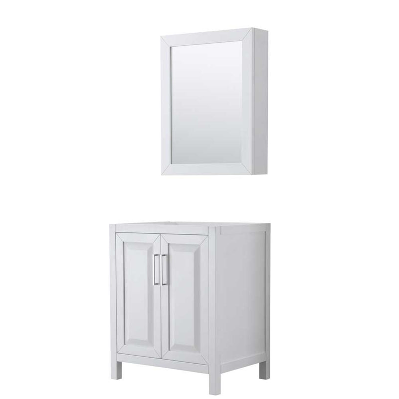 Daria 30 Inch Single Bathroom Vanity in White - Polished Chrome Trim - 4