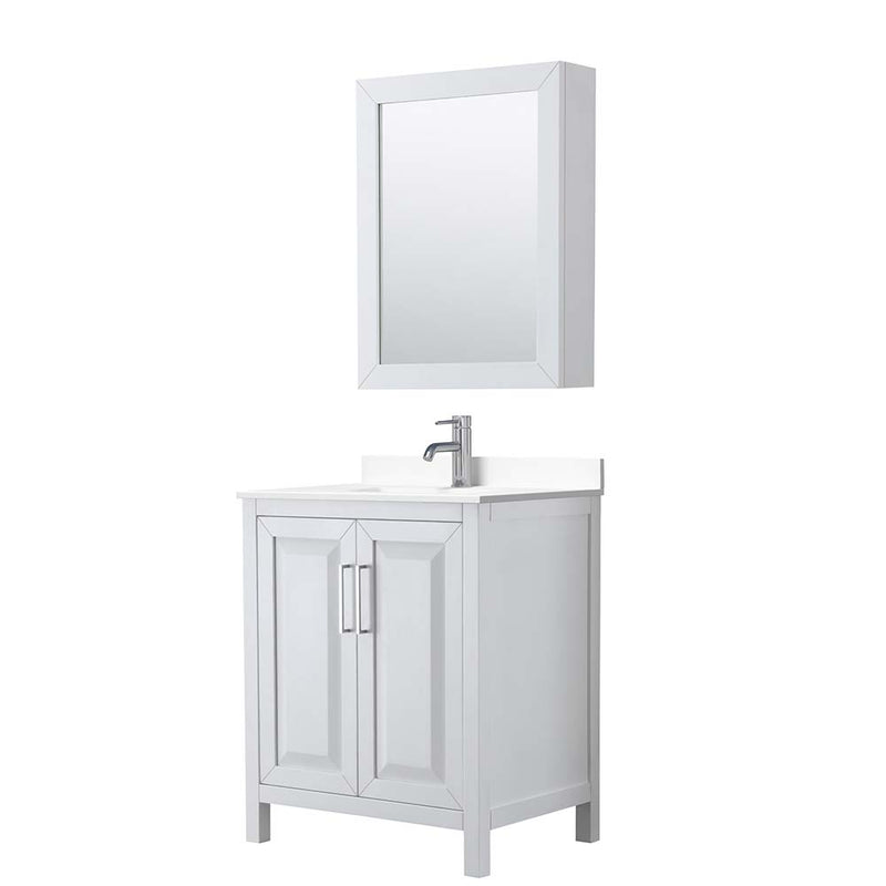 Daria 30 Inch Single Bathroom Vanity in White - Polished Chrome Trim - 49