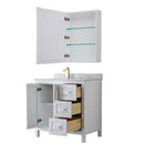 Daria 36 Inch Single Bathroom Vanity in White - Brushed Gold Trim - 17