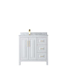 Daria 36 Inch Single Bathroom Vanity in White - Brushed Gold Trim - 9