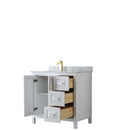 Daria 36 Inch Single Bathroom Vanity in White - Brushed Gold Trim - 8