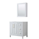 Daria 36 Inch Single Bathroom Vanity in White - Brushed Gold Trim - 4