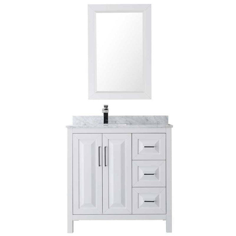 Daria 36 Inch Single Bathroom Vanity in White - Polished Chrome Trim - 14