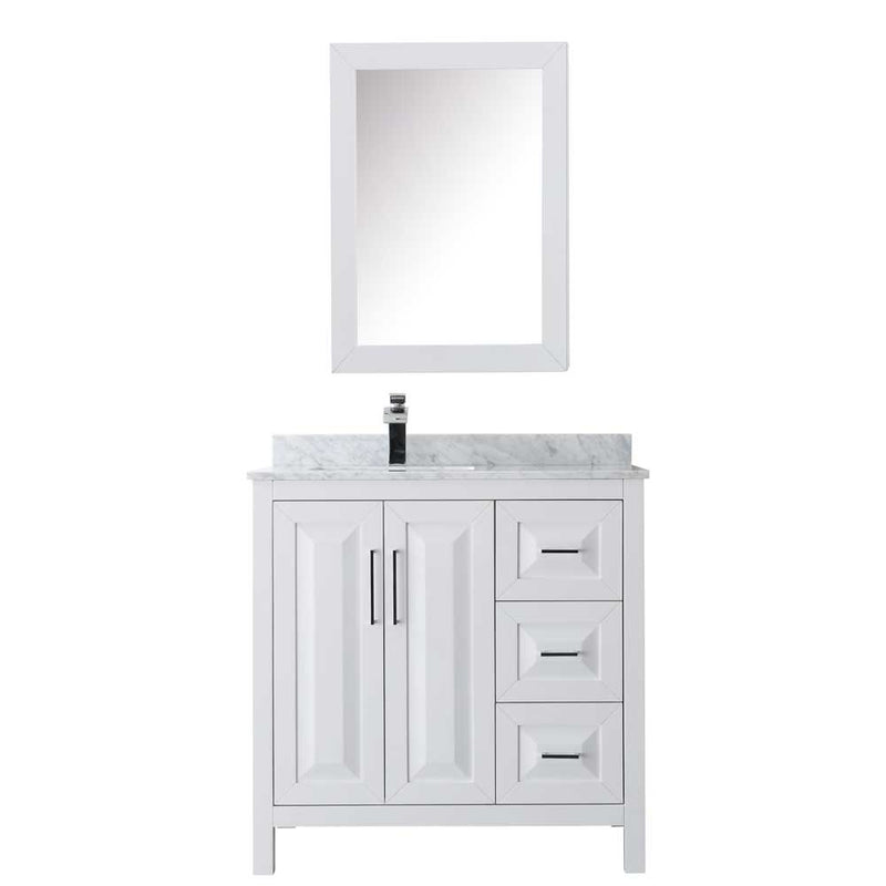 Daria 36 Inch Single Bathroom Vanity in White - Polished Chrome Trim - 19
