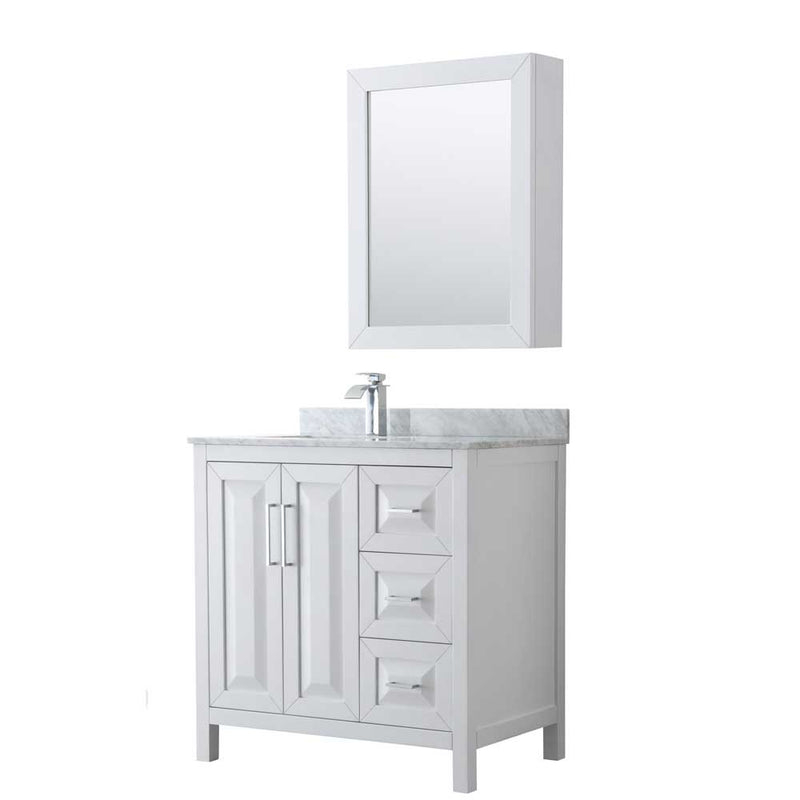 Daria 36 Inch Single Bathroom Vanity in White - Polished Chrome Trim - 17
