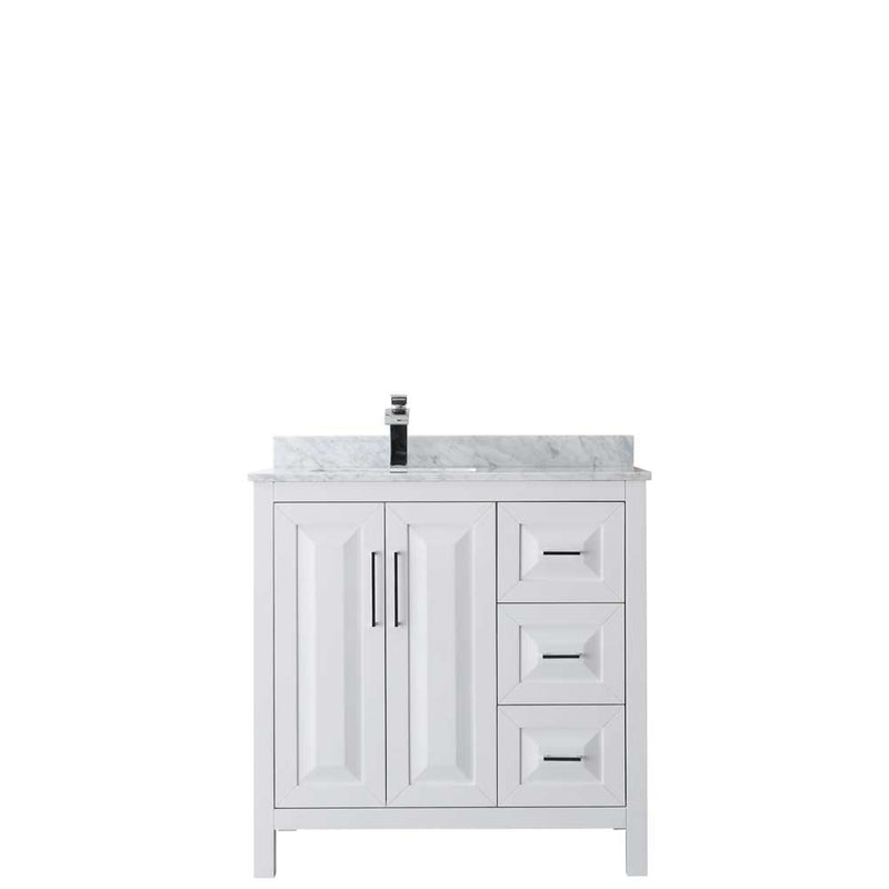 Daria 36 Inch Single Bathroom Vanity in White - Polished Chrome Trim - 10