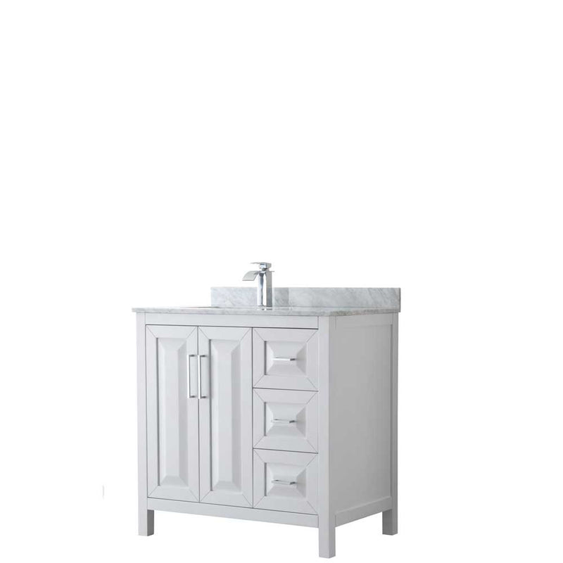 Daria 36 Inch Single Bathroom Vanity in White - Polished Chrome Trim - 8