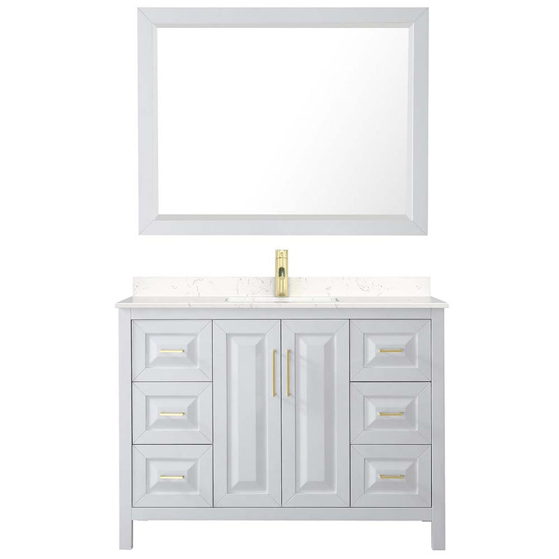 Daria 48 Inch Single Bathroom Vanity in White - Brushed Gold Trim - 13