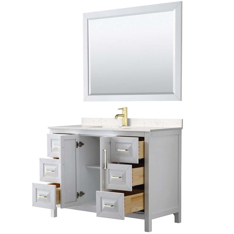 Daria 48 Inch Single Bathroom Vanity in White - Brushed Gold Trim - 12