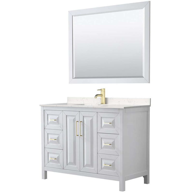 Daria 48 Inch Single Bathroom Vanity in White - Brushed Gold Trim - 11
