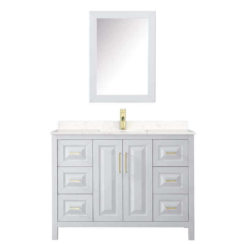Daria 48 Inch Single Bathroom Vanity in White - Brushed Gold Trim - 18