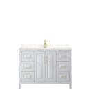 Daria 48 Inch Single Bathroom Vanity in White - Brushed Gold Trim - 9