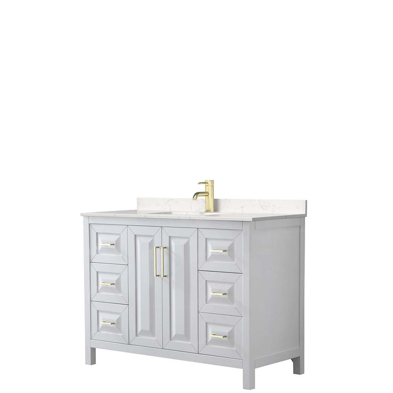 Daria 48 Inch Single Bathroom Vanity in White - Brushed Gold Trim - 7