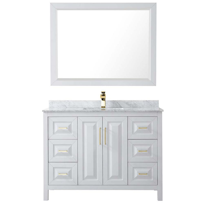 Daria 48 Inch Single Bathroom Vanity in White - Brushed Gold Trim - 27