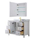 Daria 48 Inch Single Bathroom Vanity in White - Brushed Gold Trim - 31