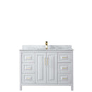 Daria 48 Inch Single Bathroom Vanity in White - Brushed Gold Trim - 23