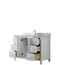 Daria 48 Inch Single Bathroom Vanity in White - Brushed Gold Trim - 22