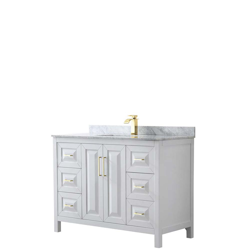 Daria 48 Inch Single Bathroom Vanity in White - Brushed Gold Trim - 21