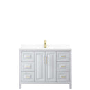 Daria 48 Inch Single Bathroom Vanity in White - Brushed Gold Trim - 37
