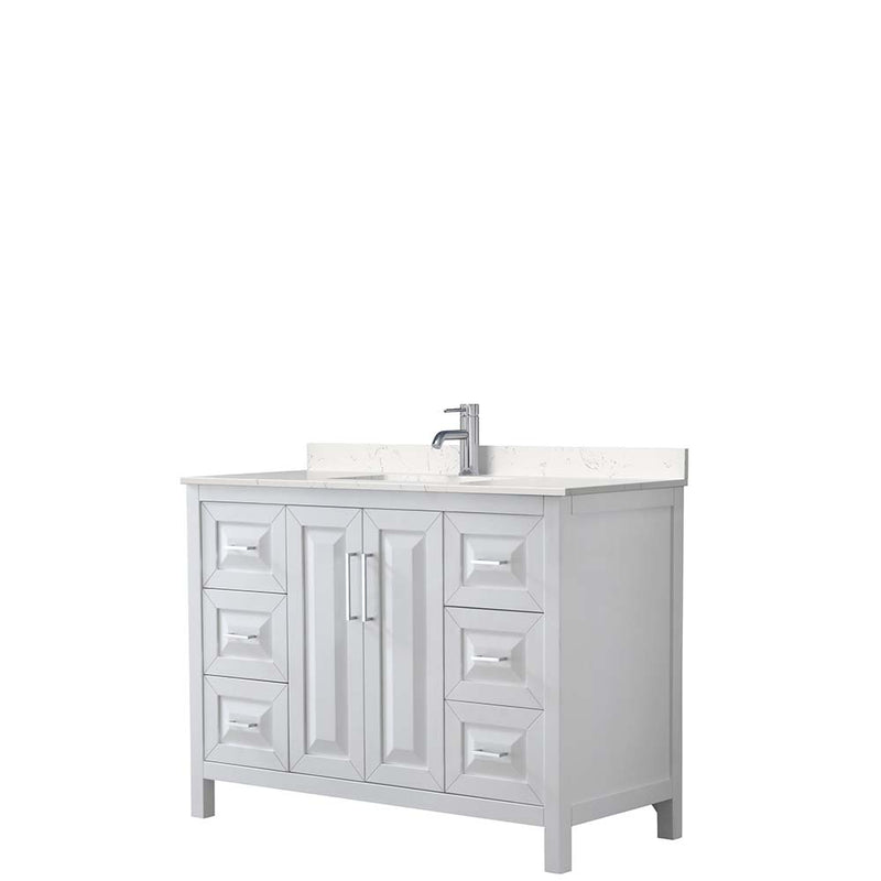 Daria 48 Inch Single Bathroom Vanity in White - Polished Chrome Trim - 8