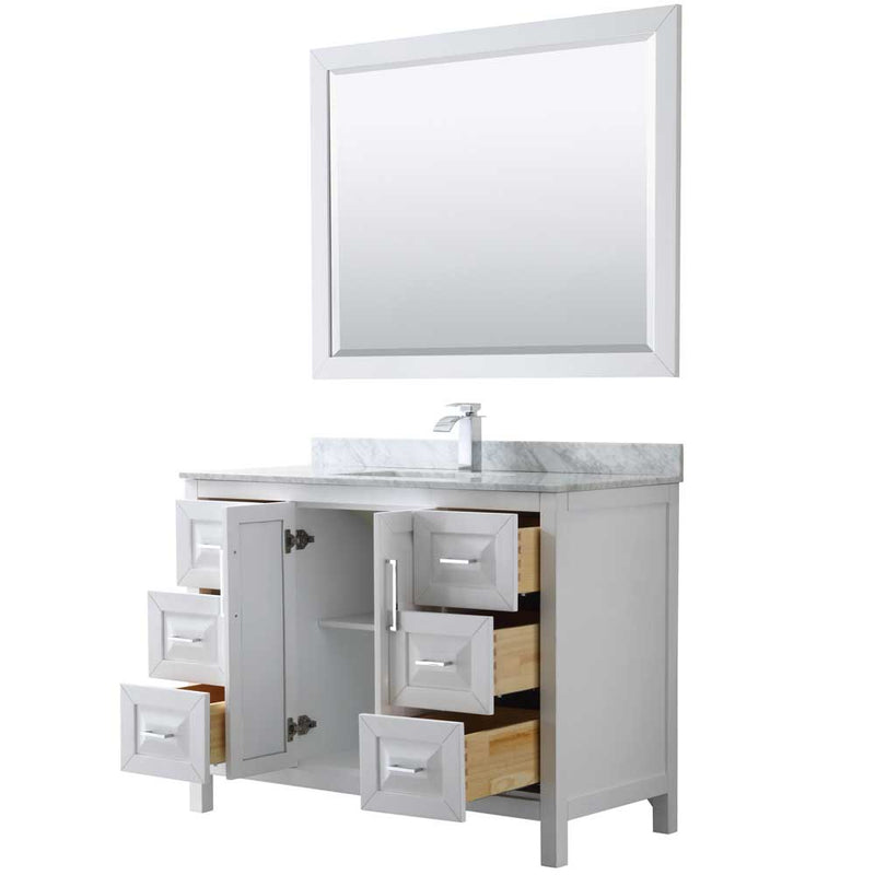 Daria 48 Inch Single Bathroom Vanity in White - Polished Chrome Trim - 28
