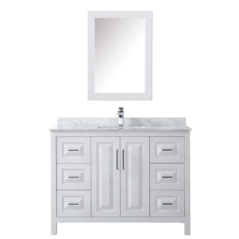 Daria 48 Inch Single Bathroom Vanity in White - Polished Chrome Trim - 34