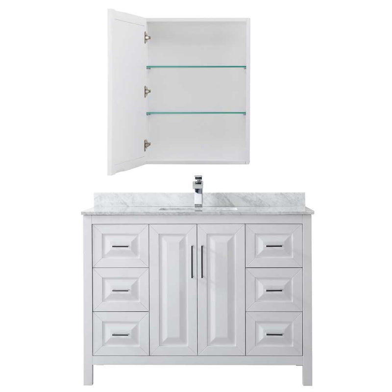Daria 48 Inch Single Bathroom Vanity in White - Polished Chrome Trim - 35