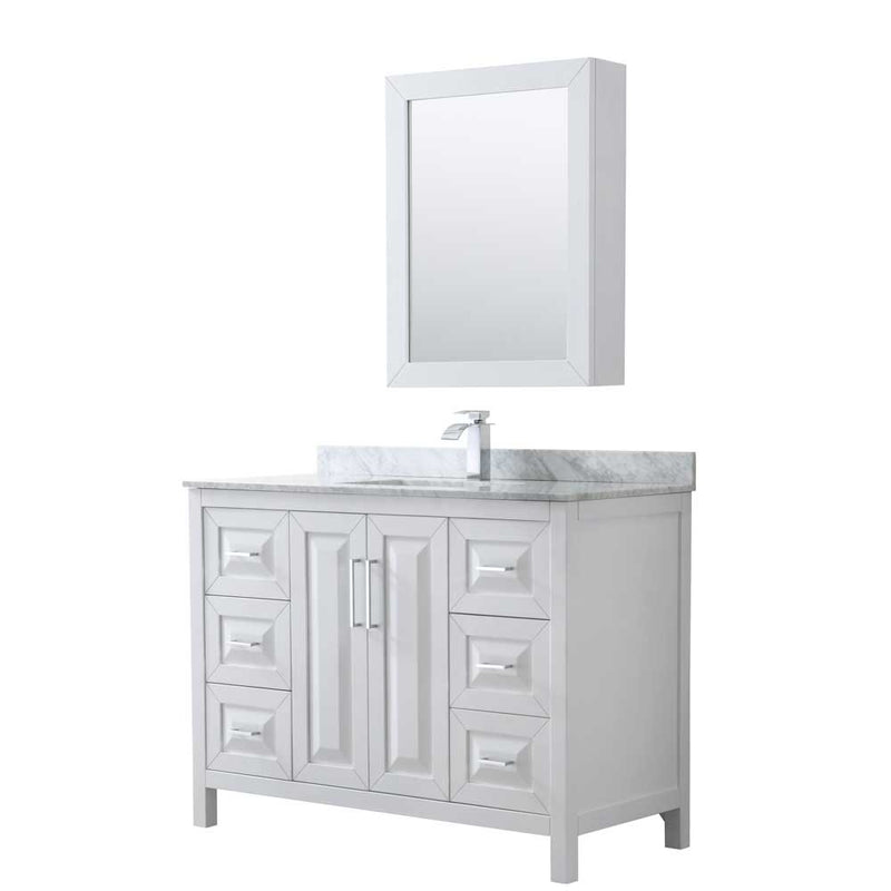 Daria 48 Inch Single Bathroom Vanity in White - Polished Chrome Trim - 32