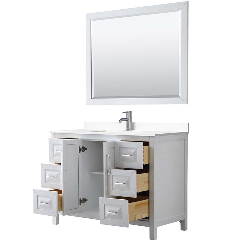 Daria 48 Inch Single Bathroom Vanity in White - Polished Chrome Trim - 45