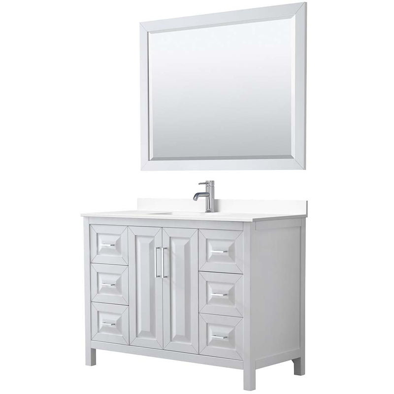 Daria 48 Inch Single Bathroom Vanity in White - Polished Chrome Trim - 44
