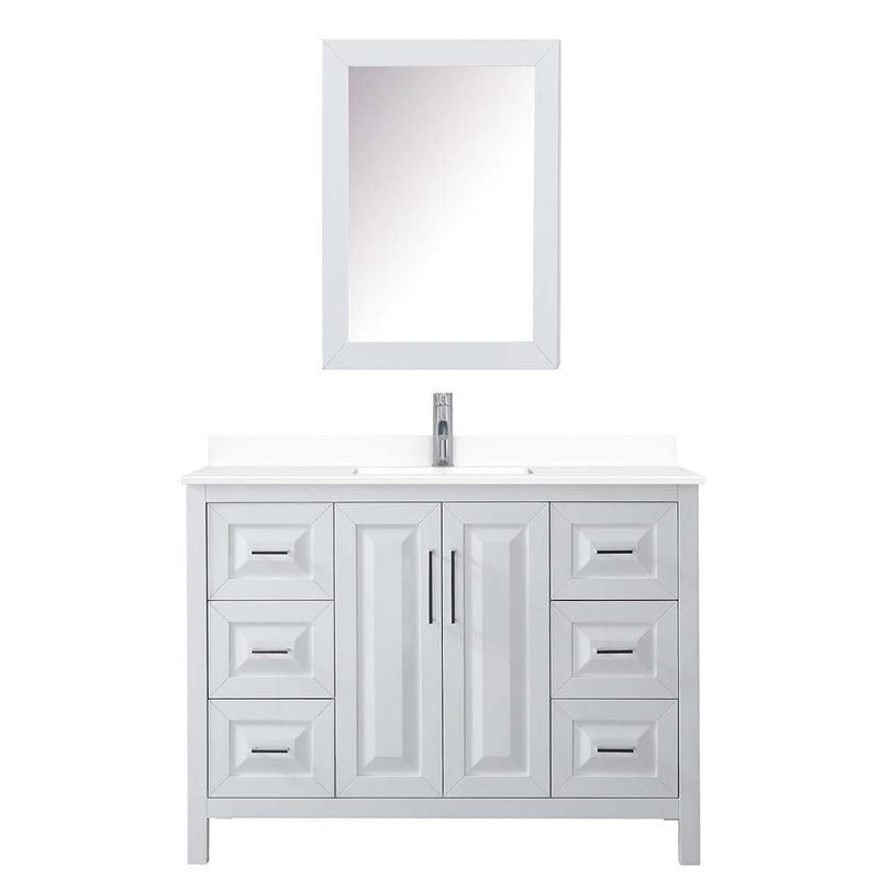 Daria 48 Inch Single Bathroom Vanity in White - Polished Chrome Trim - 51