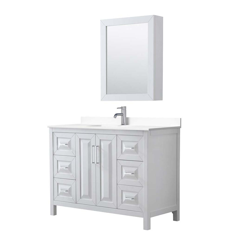 Daria 48 Inch Single Bathroom Vanity in White - Polished Chrome Trim - 49