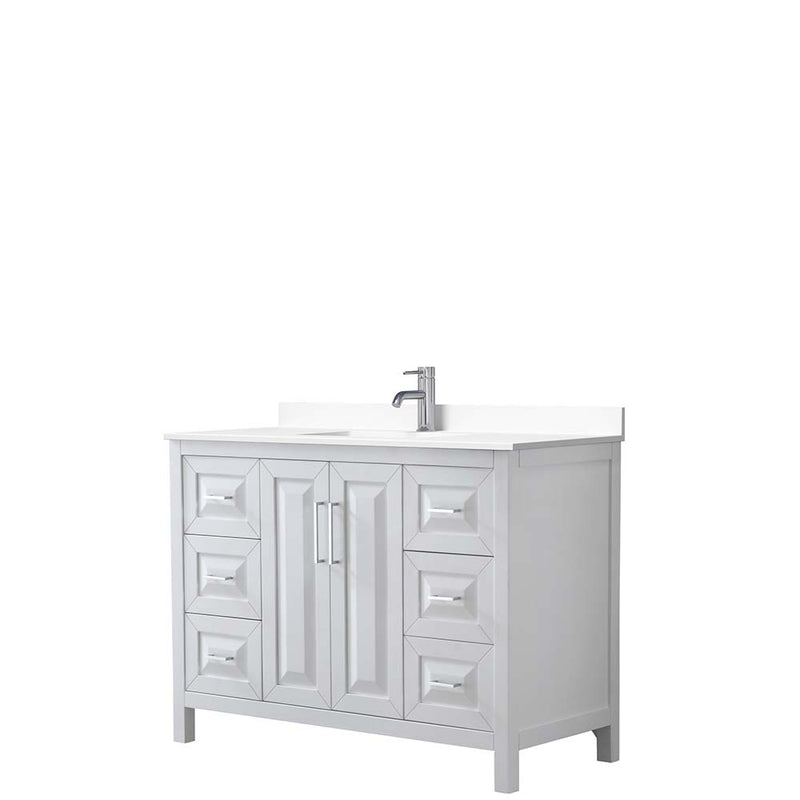 Daria 48 Inch Single Bathroom Vanity in White - Polished Chrome Trim - 40