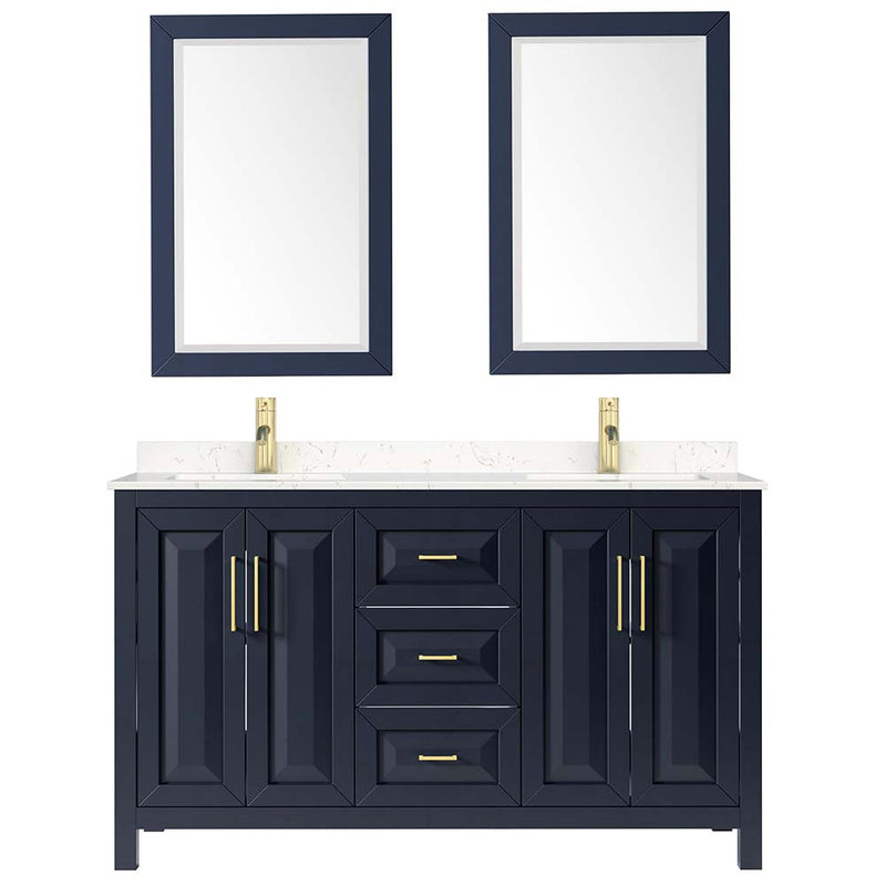 Daria 60 Inch Double Bathroom Vanity in Dark Blue - 15