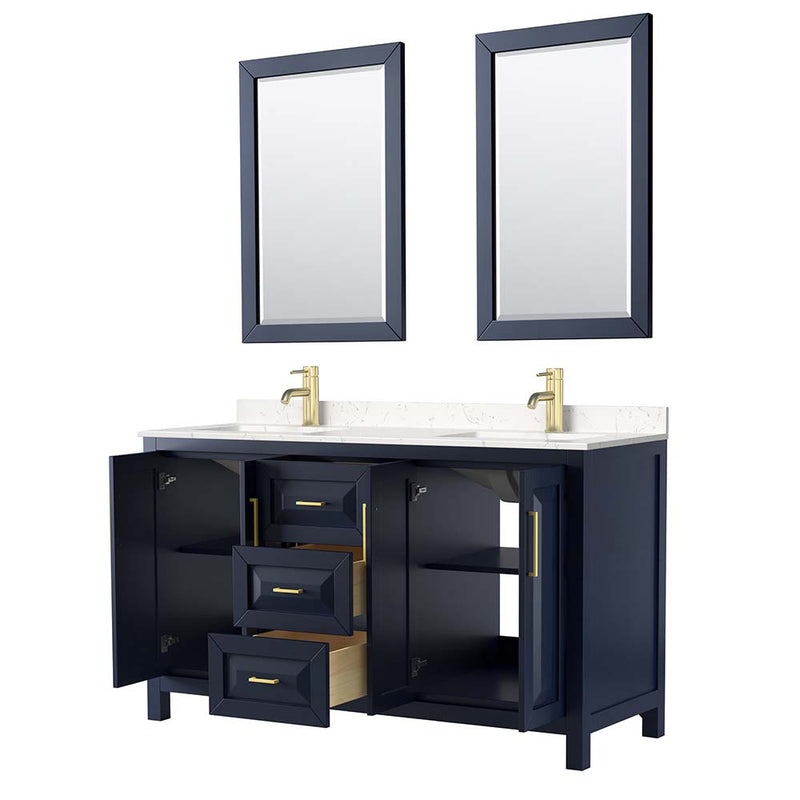 Daria 60 Inch Double Bathroom Vanity in Dark Blue - 14