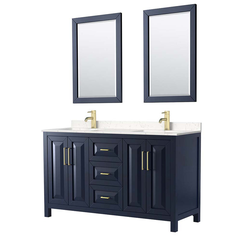 Daria 60 Inch Double Bathroom Vanity in Dark Blue - 13