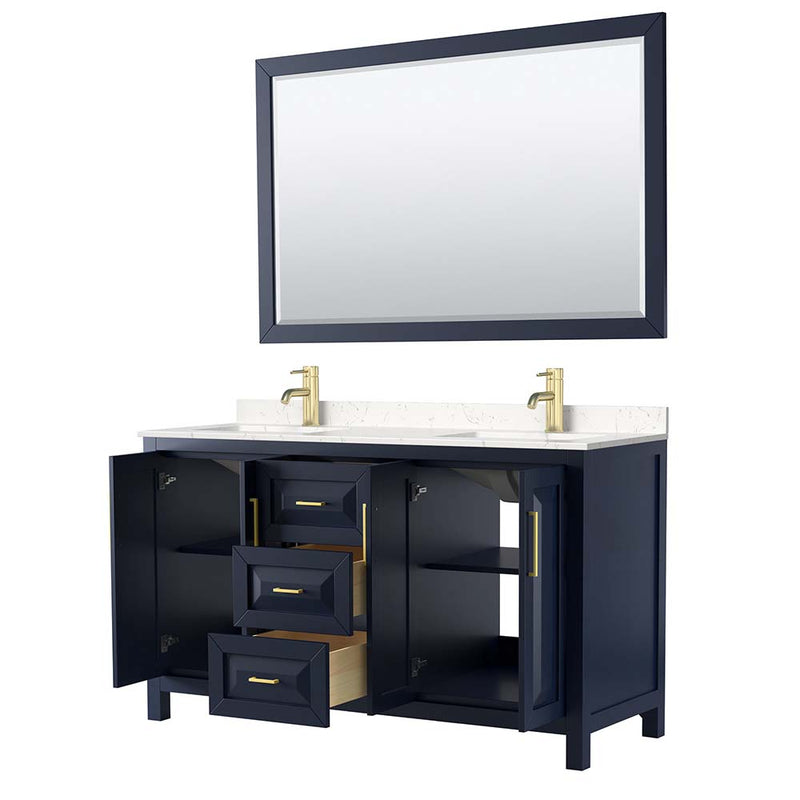 Daria 60 Inch Double Bathroom Vanity in Dark Blue - 19