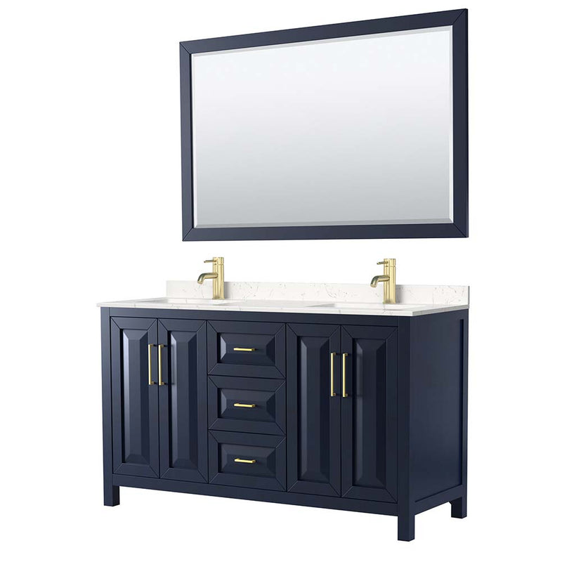 Daria 60 Inch Double Bathroom Vanity in Dark Blue - 18